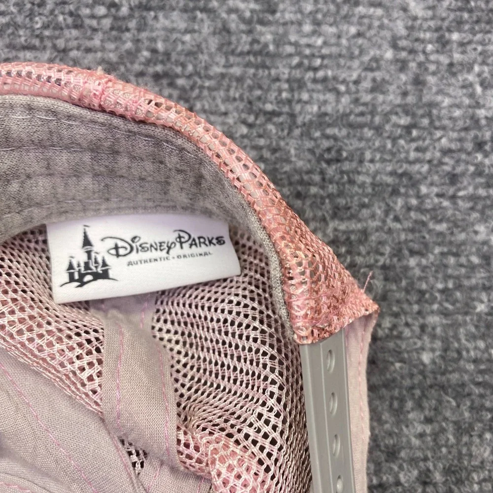 Disney Parks I'd Rather Be Sleeping Pink Gray Mesh Trucker Snapback Hat 17244